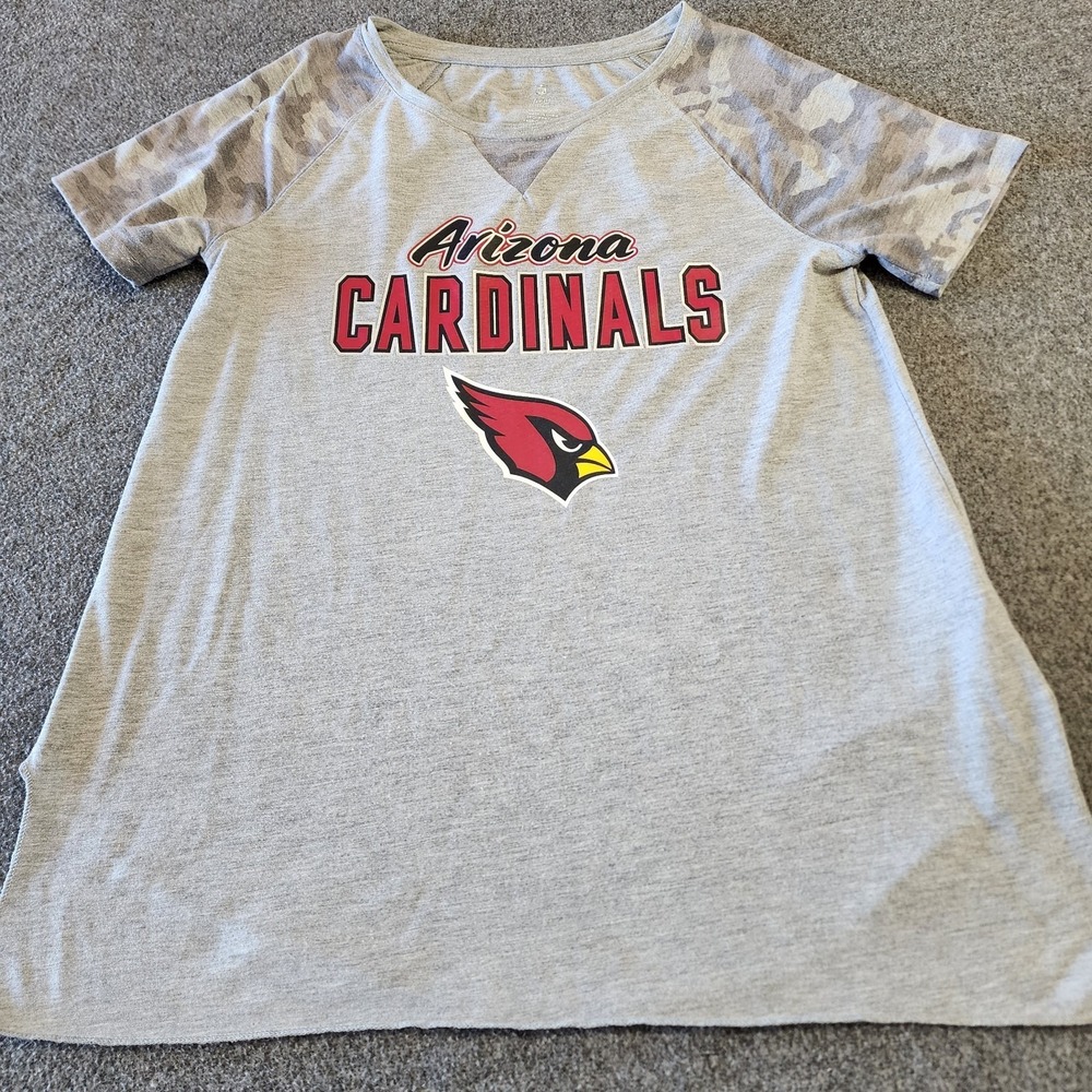Arizona Cardinals NFL Womens Medium Gray Camo Sleeve Graphic T Shirt Tee